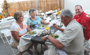 Group eating dinner